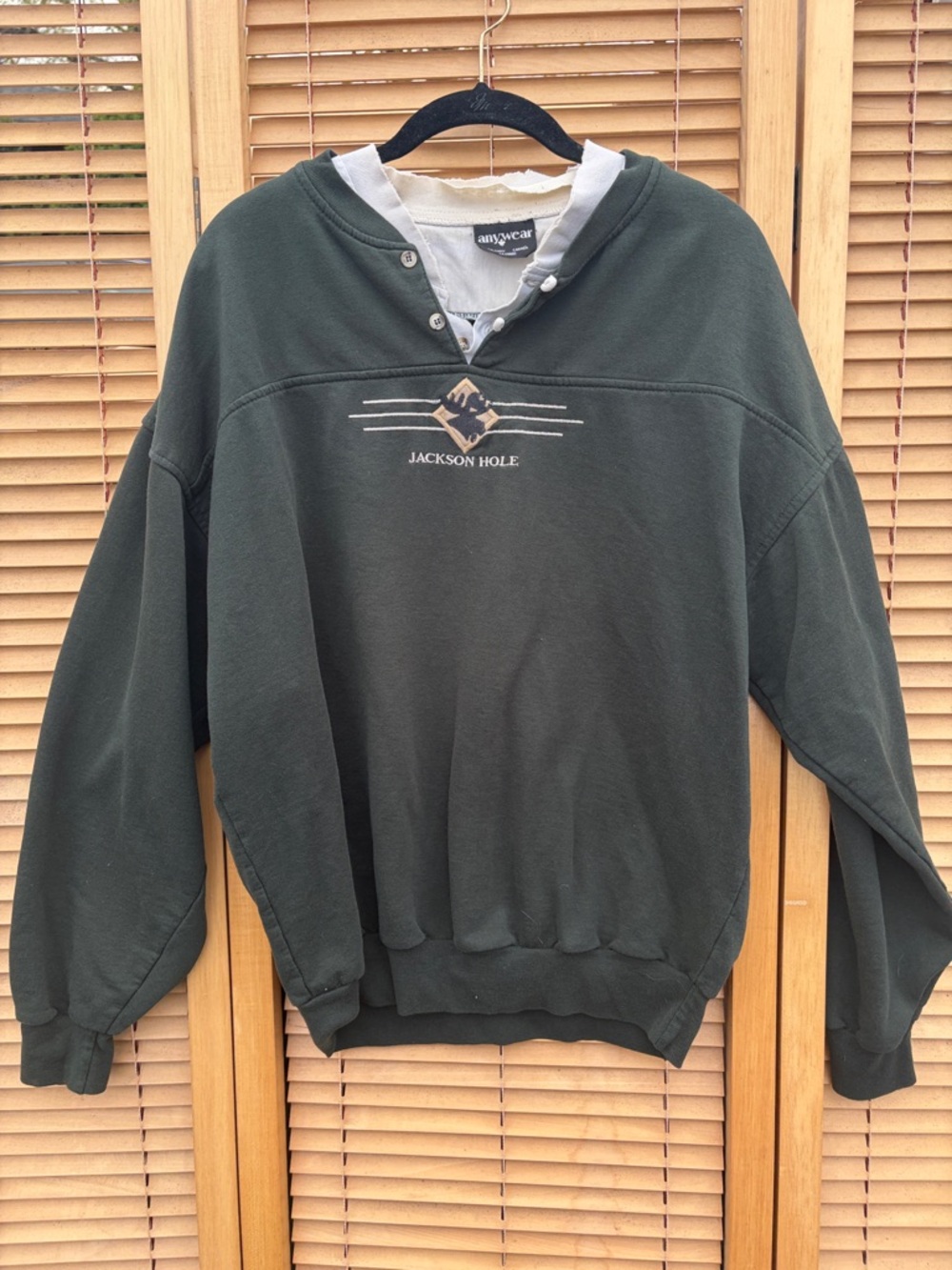 Anywear Jackson Hole Green Hoodie with Embroidered Moose